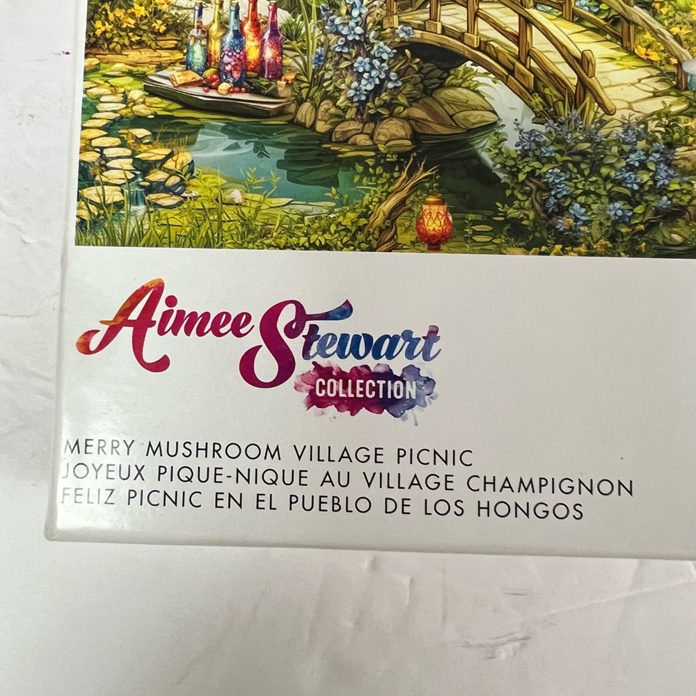 Buffalo Games 2000-Piece Puzzle Vibrant Fantasy Merry Mushroom Village Picnic - Picture 6 of 7